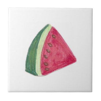 4.25" X 4.25" Ceramic Tile  Coaster - Watermelon by ELGRECOART at Zazzle