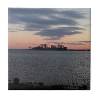 4.25" X 4.25" Ceramic Tile - Cove Island Sunset by ELGRECOART at Zazzle