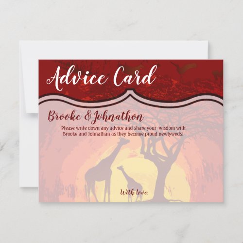 425x55 Advice Card African Safari Giraffe Sunse