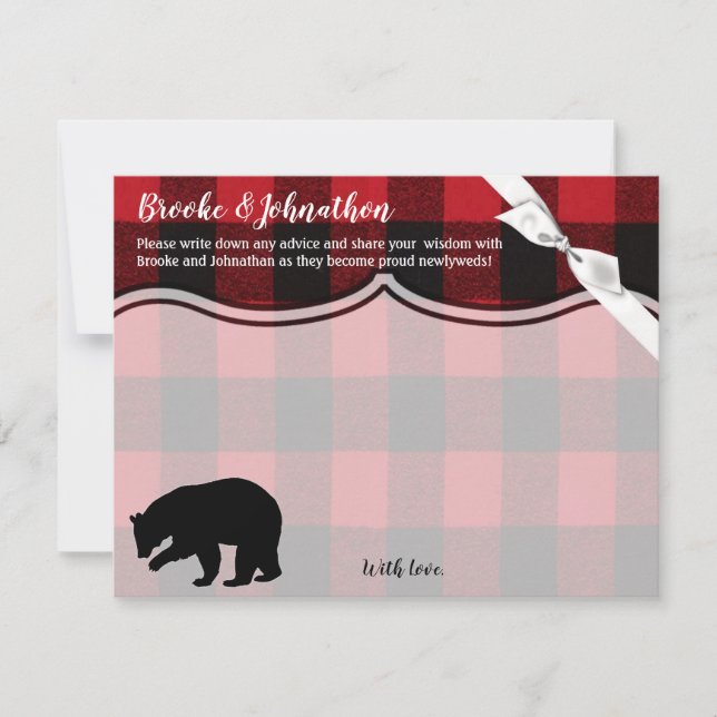 4.25x5.5 Advice Card Red Buffalo Plaid Bear Black (Front)