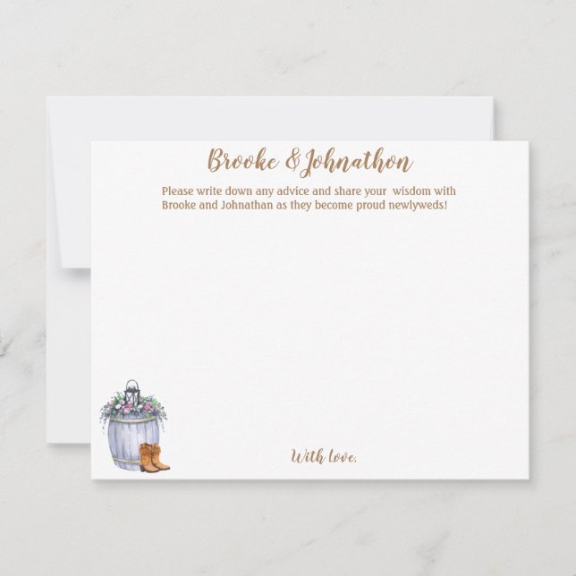 4.25x5.5 Advice Card Summer Country Wedding Rustic (Front)