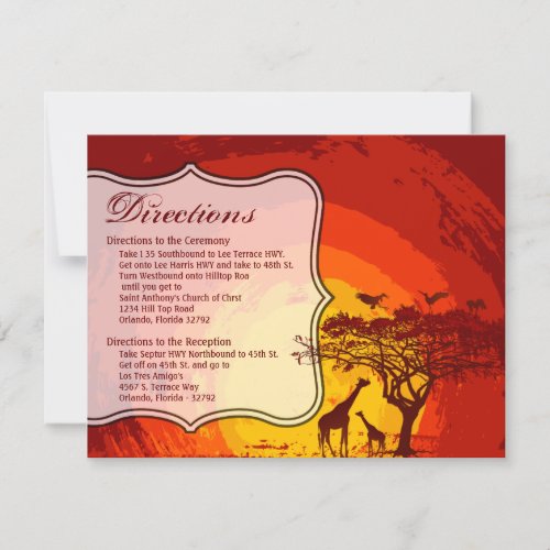 425x55 Direction Card African Safari Giraffe Sun