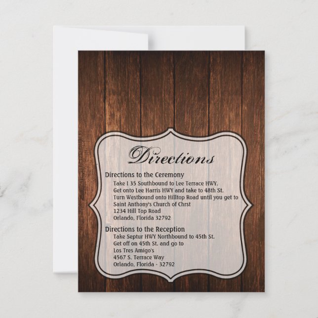 4.25x5.5 Direction Card Barn Wood Country Rustic (Front)