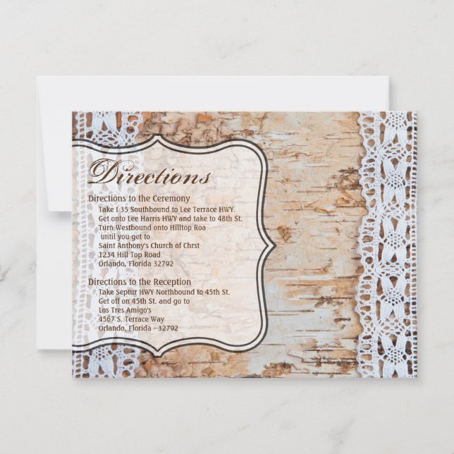 4.25x5.5 Direction Card country barn wood lace tri (Front)