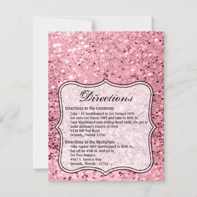 4.25x5.5 Direction Card Rose Gold Glitter (Front)