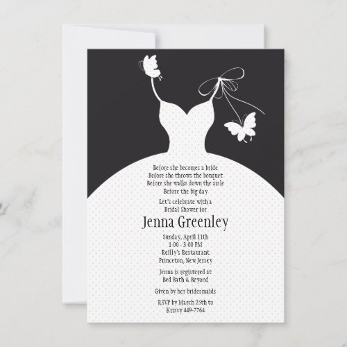 4.5 x 6.25" B/W Elegant Bridal Shower Invitation