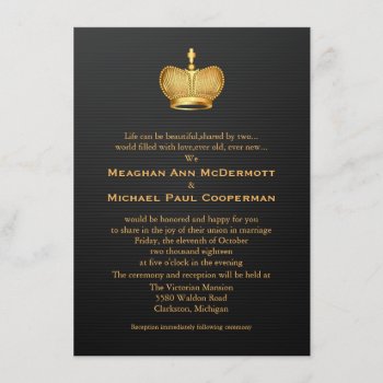 4.5" X 6.25" Gold Royal Queen Crown Wedding Invitation by zlatkocro at Zazzle