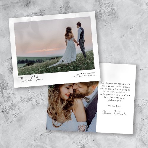 45x56 Minimalist 2 Photo Wedding Thank You Card