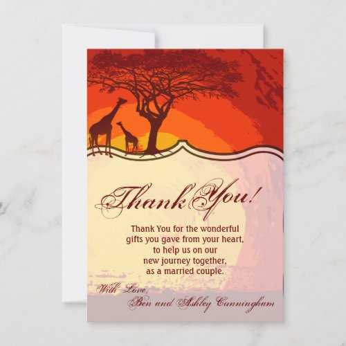 45x625 Thank You Card African Safari Giraffe Sun