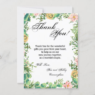 4.5x6.25 Thank You Card Bohemian Cactus Succulents
