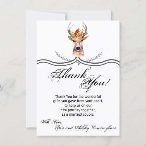 45x625 Thank You Card boho deer Buck Head Browni