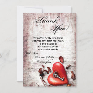 4.5x6.25 Thank You Card Country Wood Key to my Hea