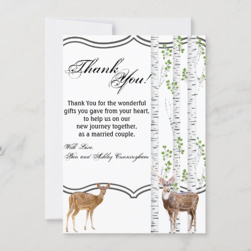 45x625 Thank You Card Deer Doe Woodland Buck
