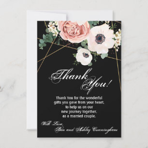 4.5x6.25 Thank You Card Geometric Garden Rose Blac