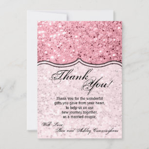 4.5x6.25 Thank You Card Rose Gold Glitter