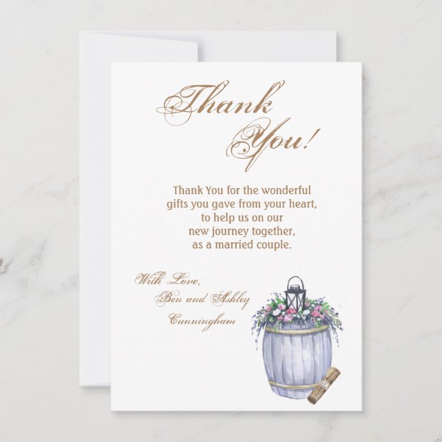4.5x6.25 Thank You Card Summer Country Wedding Rus (Front)