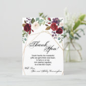 4.5x6.25 Thank You Card White Roses Gold Geometric | Zazzle