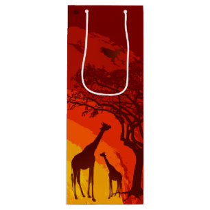 4.75lx4wx13h Wine Gift Bag African Safari Giraffe