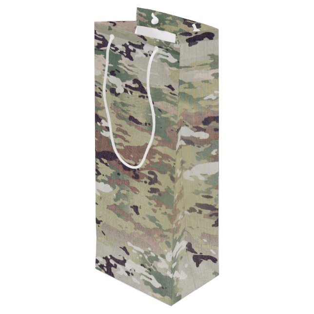 4.75lx4wx13h Wine Gift Bag Army OCP Camo Uniform (Back Angled)
