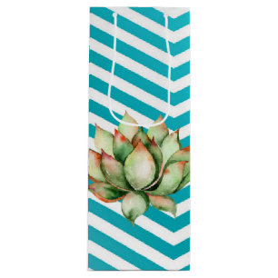 4.75lx4wx13h Wine Gift Bag Boho Cacti Cactus Succu