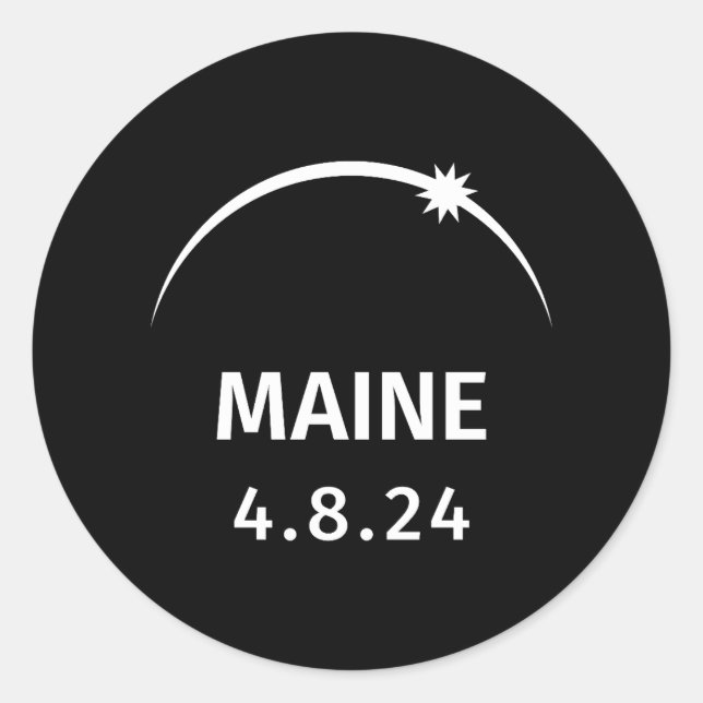 4.8.24 Solar Eclipse Maine Classic Round Sticker (Front)