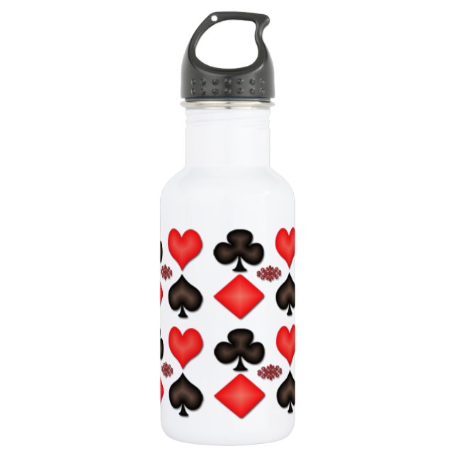 4 Aces Playing Cards Pattern 16oz Water Bottle (Front)