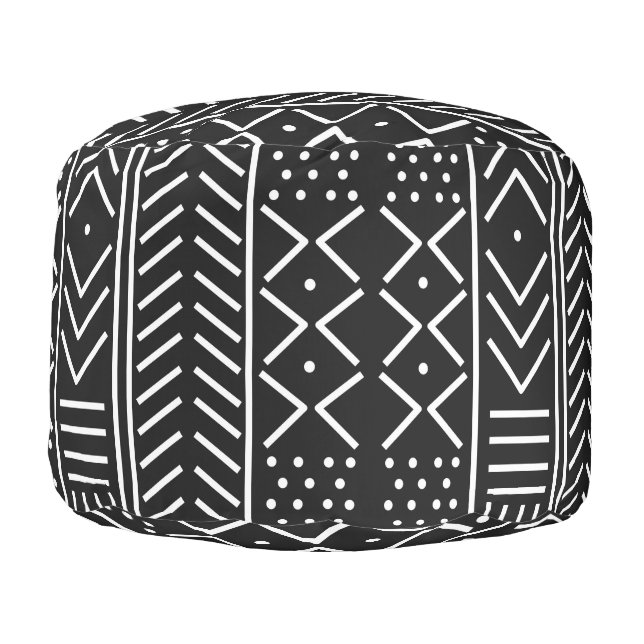#4 African Print Round Pouf (Left)