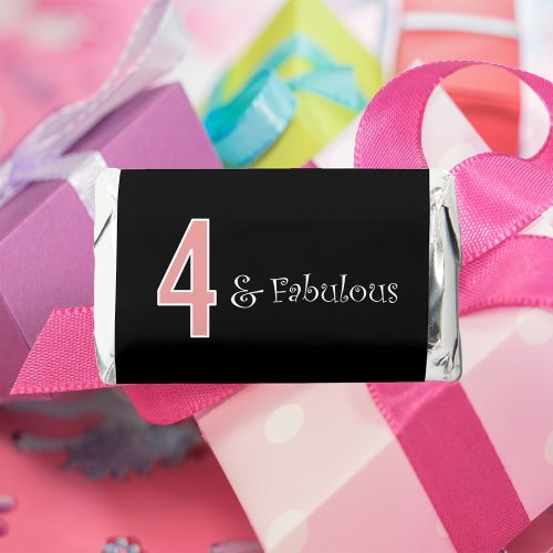 4 and Fabulous 4th Birthday Pink White Black Hersheys Miniatures