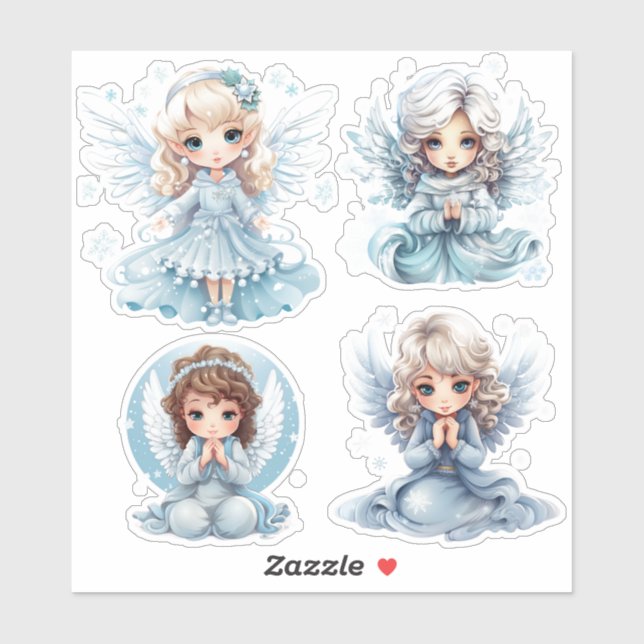 4 Angel  girls winter Sticker (Sheet)