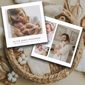 4 Baby Photos Collage Birth Announcement