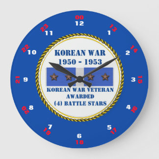 4 BATTLE STARS KOREAN WAR VETERAN LARGE CLOCK