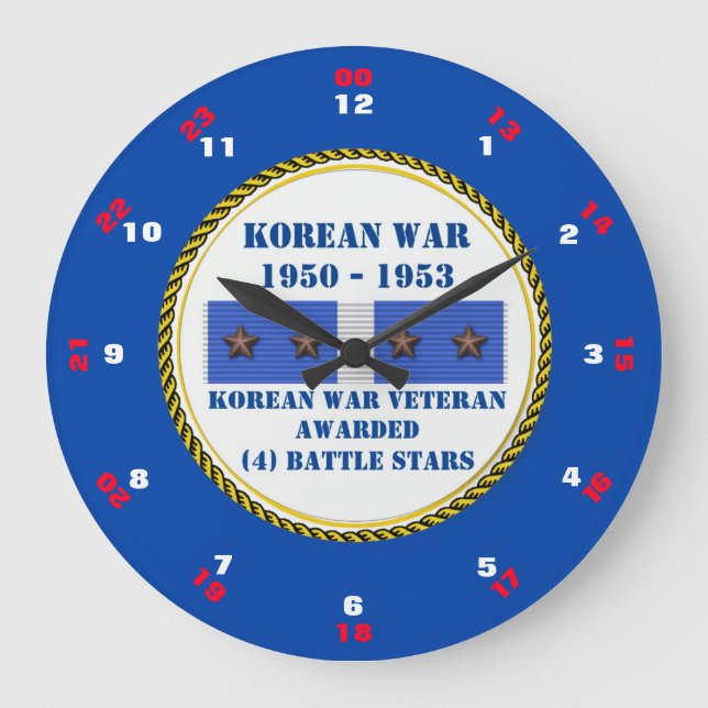 4 BATTLE STARS KOREAN WAR VETERAN LARGE CLOCK (Front)