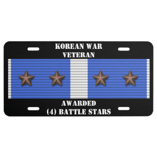 4 BATTLE STARS KOREAN WAR VETERAN LICENSE PLATE