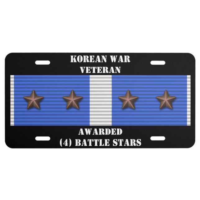 4 BATTLE STARS KOREAN WAR VETERAN LICENSE PLATE (Front)