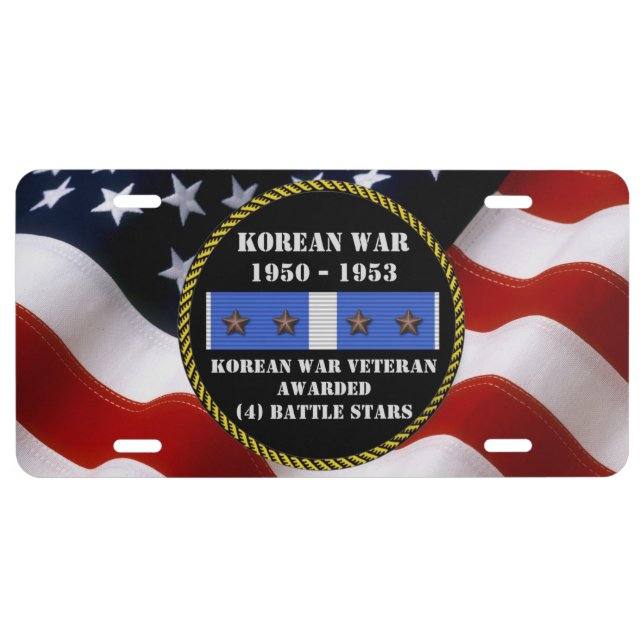 4 BATTLE STARS KOREAN WAR VETERAN LICENSE PLATE (Front)
