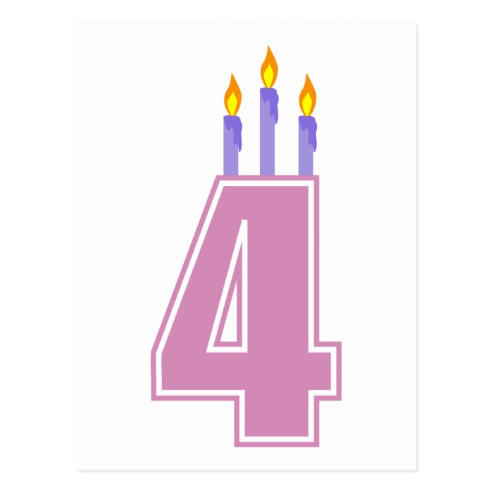 4 Birthday Candles (Pink / Purple) Post Card