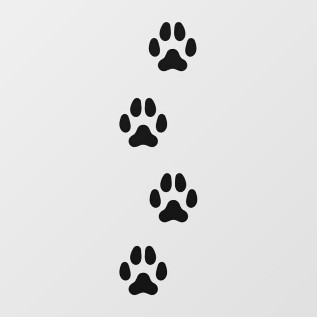 4 Black Large Dog Paw Prints Canine Tracks Floor Decals (Front)