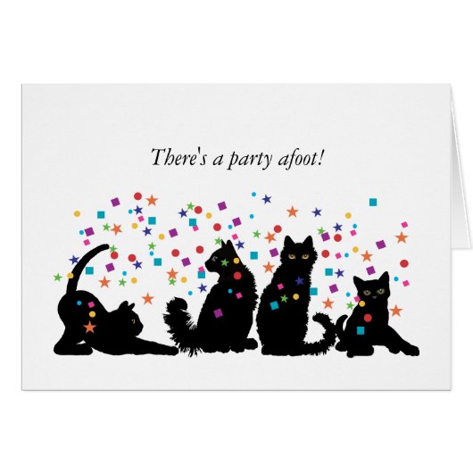 4 Black Party Cats Cards (Front Horizontal)