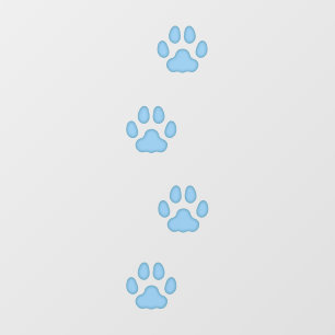 4 Blue Large Dog Paw Prints Canine Tracks Floor Decals