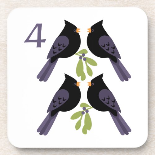 4 Calling Birds Beverage Coaster