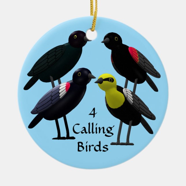 4 Calling Birds Ceramic Ornament (Front)