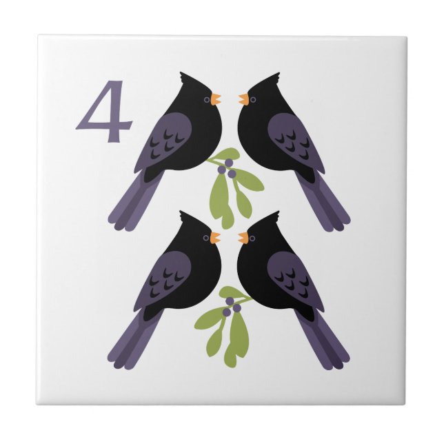 4 Calling Birds Ceramic Tile (Front)