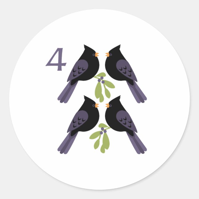 4 Calling Birds Classic Round Sticker (Front)