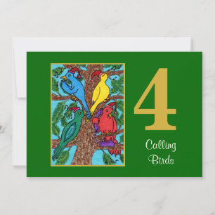 4 Calling Birds Cute Customs Christmas Holiday Card
