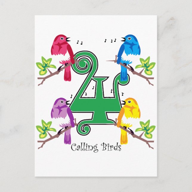 4 Calling Birds Postcard (Front)