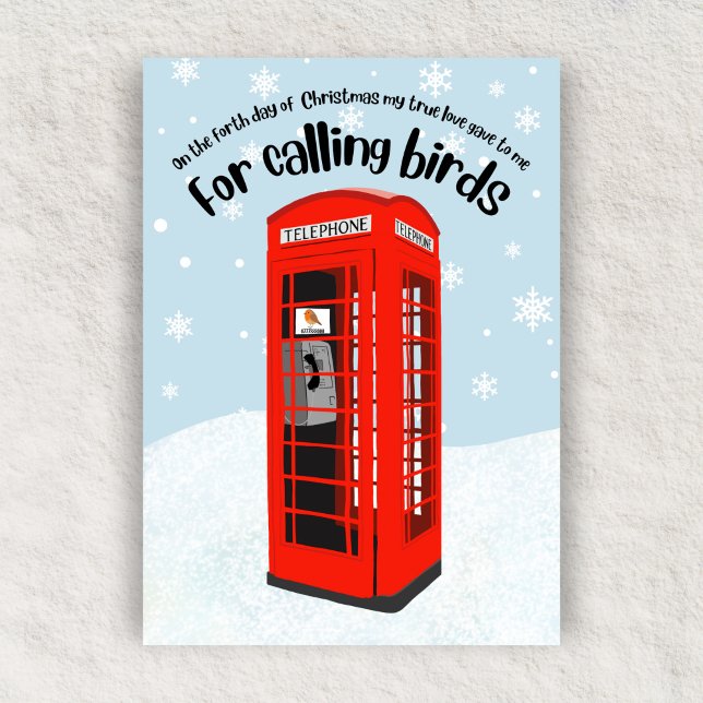 4 calling birds pun 12 days of Christmas funny Holiday Card (Creator Uploaded)
