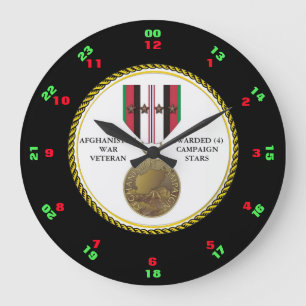 4 CAMPAIGN STARS AFGHANISTAN WAR VETERAN LARGE CLOCK