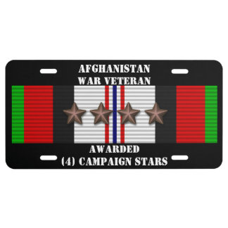 4 CAMPAIGN STARS AFGHANISTAN WAR VETERAN LICENSE PLATE