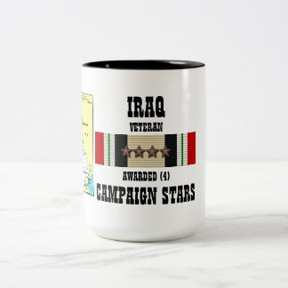 4 CAMPAIGN STARS IRAQ VETERAN Two-Tone COFFEE MUG