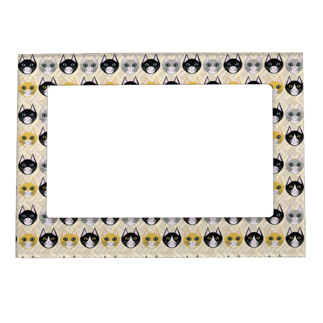 4 Cats, Herringbone Beige Magnetic Frame (Front)